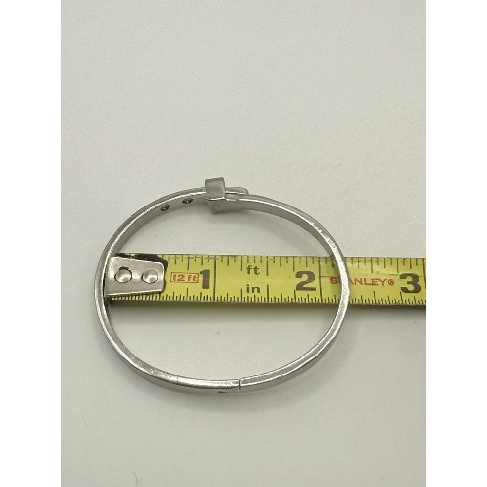 Gold Plated Silver Tone Hinge Bangle Bracelet Adjustable 18KGP 5.75